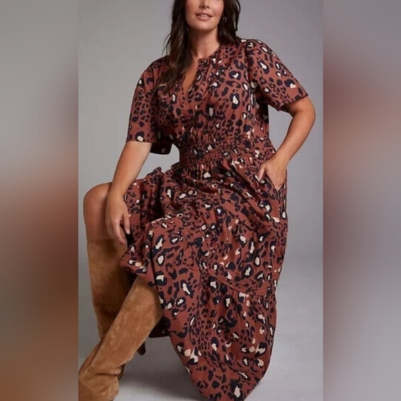 Maeve Brown Cheetah Print Maxi Dress - Picture 1 of 8